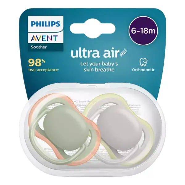 philips-avent-ultra-air-soother-6-18-months-green-grey